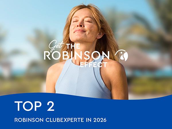 Auszeichnung als TOP 2 ROBINSON Clubexperte 2026 mit ROBINSON Effect Motiv